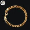 Nueva moda 6 MM chicos chapado en oro de acero inoxidable Vintage Franco cadena pulsera para hombre pulsera Hip Hop rapero joyería regalos para hombres niños