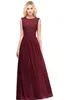 Seksowny Klejnot Sheer Neck Lace Długa Suknia Wieczorowa Robe De Soiree W magazynie Burgundii Szyfonowe Aplikacje Formalne Party Dresses Country Side CPS489