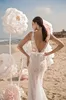 2019 Berta Mermaid Wedding Dresses With Wrap Lace 3D Floral Applique Beads Beach Wedding Dress vestito da sposa Side Split Boho Bridal Gown
