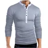 Coton Stand T-shirt Hommes Marque De Mode Hommes À Capuche Solide Couleur Stand Tops T-shirts Hommes À Manches Longues Mince Mâle Tops Tendance