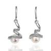 18K Rose Gold Platinum Plated Tassel Women Pearl dangle Drop Earrings Genuine Austrian Crystal Fashion Jewelry for Women2228