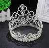 Vintage Wedding Crown Tiara Wysoka pełna okrągła korona kryształ kryształowy kryształowy akcesoria do włosów królowa korona księżniczka głowa ornament264a