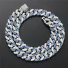 12mm 16/18/20/22/24 pouces plaqué or blanc bleu CZ chaînes cubaines collier Bracelet pour hommes bijoux Hip Hop