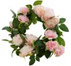 Mariage Décoration artificielle Faux Soie Rose Fleur de vigne Hanging Garland Mariage Décoration d'intérieur Fleurs décoratives Couronnes soie Pivoine vigne