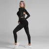 Set da yoga senza cuciture Geo da 2 pezzi abbigliamento da palestra per donna top corto a maniche lunghe + leggings sportivi da palestra set da allenamento tute sportive per il fitness