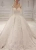 Luxus Spitze Ballkleid Brautkleider Langarm 3d Spitze Brautkleider Plus Größe Dubai Arabische Formale Hochzeitskleid