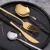 Western Popular Style Stainless Steel Flatware Shinning PVD Finishing Cutlery Three Composition Available with Gift Box Knife Spoo229y