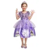 wholesale!Pearls Beading Sofia Princess Costume Children 5 Layers Floral Sophia Party Gown Girl for Halloween Fancy Dress up Outfit Clothes