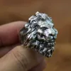 Vente en gros - Énorme bague en argent sterling 925 King of Lion pour hommes Biker Punk Ring TA128 taille américaine 8 à 15