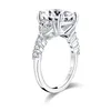 Ainuoshi 925 Sterling Silver 5 karat kudde klippt förlovningsring 3-sten ring simulerade diamant bröllop silver ring smycken y20010222h