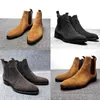 Moda Masculina Lazer Confortável Ponta Alta Conjunto Pé Camurça Fosco Ferramental Botas Masculinas colocação diária