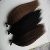 Nastro nelle estensioni dei capelli umani Colore puro diritto crespo 40 pezzi Yaki grossolano Nastri adesivi invisibili forti Estensioni dei capelli Remy della macchina