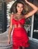 2020 S-XL Kobiety Bodycon Dwuk kawałek Crop Top Bikini Spódnica Zestaw Bandaż Summer Swimwear Beachwear Red Monokini Kostium kąpielowy