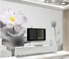 壁のための壁紙3 dのための居間の中国風の白い蓮のテレビの背景の壁