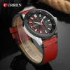 Curren Casual Leather Strap Business Wristwatches Classic Black Quartz Men's Watch Display Date and Week Waterproof Male CLOC261M