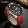 Curren Casual Leather Strap Business armbandsur Klassiska Black Quartz Men's Watch Display Datum och vecka Vattentät Male CLOC303U