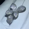 Vecalon Hanamde Flower Party bague Pave réglage 5A Zircon Cz 925 Sterling Silver Bagues de fiançailles pour femmes Jewelry345f