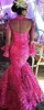 Neue Fuchsia Meerjungfrau Abendkleider High Neck Sheer Long Sleeves Kleid Formale Kleid Pageant Prom Party Kleid Angepasst vestidos robe