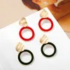 Mode goud kleur ronde daling oorbellen voor vrouwen brincos vintage rood groen wit geel oorbel 2019 Koreaanse sieraden vrouwelijke