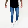 Hombres de moda de moda Jeans Color sólido Blanco Blanco Denim Azul Agranado Pantalones Apretados Pantalones Fashion Men pantalones