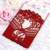 2020 Elegant Red Laser Cut Wedding Invitations Cards Hollow Heart Rose for Engagement Birthday Bridal Shower Invites