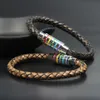 Vendita calda Bracciali in acciaio inossidabile arcobaleno Bracciale classico vintage in vera pelle Miglior gioiello regalo per uomo e donna