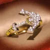 New Gold Anchor with Bling Zircon Stone Ring for Women Man Fashion Jewelry Wedding Engagement Rings Cute GIft