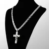 Hommes en acier inoxydable argent jésus croix pendentif collier Bracelet ensemble bijoux 55cm/60cm, collier largeur 8mm