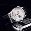 Neue Master Control World Geographic Q1502420 Roségold Silber Zifferblatt Automatik Herrenuhr Mondphase Gangreserve Lederuhren Puretime 02