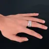 Size 7-12 Iced Out Hip Hop Baguette Ring Zircon Gold Sliver Micro Paved Rings for Man Women Gift