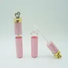 Botellas de brillo de labios de plástico rosa de 7ML, botellas vacías de brillo de labios DIY, envases de paquete de esmalte de labios recargables