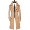 Gabardines masculinos de inverno de alta qualidade britânicos finos com abotoamento duplo masculinos casaco de lã longo europa jaqueta masculina 1