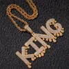 A-Z Hip Hop Custom Name Combination Bubble Letter Pendant Necklace Micro Cubic Zirconia Gold Silver Color Copper Pendant Necklace