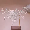 Fashion with Crystal White Bead Flower Hair Band Hand-woven Leaf Hair Accessories Bridal Jewelry