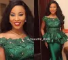 Robes de soirée formelles en dentelle de style nigérian Turquie Appliques de flore 3D perlées vert émeraude Robes d'occasion spéciale Prom Party Wear PD5579