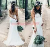 Trendy Straps Pregnant Lace Mermaid Wedding Dresses Backless Maternity Garden African Country Bridal Gown Bride Dress Custom Plus Size