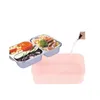 Portable Bento Boxes Student 3 Grids Lunch Box Fully Sealed Food 2 Grids Lunch Box Thermal Lunch Boxes with Fork and Spoon T2I51055