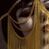 Vintage Alloy Head Piece Kedjor Tassel Tiaras Sexig Harness Chain Face Mask Metal Face Veil Bar Club Dancer Performance Kläder Tillbehör