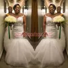 Impresionante sirena de encaje transparente 2019 Vestidos de novia Tallas grandes Tren de tul Vestido de novia sudafricano Vestido de novia Vestido de novia árabe personalizado