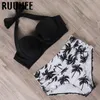 RUUHEE Halter TOP Bikini A Vita Alta 2020 Fasciatura Delle Donne Costumi Da Bagno Push UP Costume Da Bagno Leopardo Nuoto Set Maillot De Bain Femme Nuovo