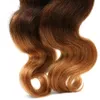 Бразильский Ombre 1b / 4/30 Объемная волна человеческих волос ткет с кружевом Закрытие человеческих волос ткет Ombre 3 тонизирует цвет выдвижения волос