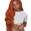 Top Quality Body Wave 24 inches Orange Color Wig Glueless Synthetic Lace Front Wig With Baby Hair Heat Resistant Hair Fashion Women Cosplay