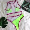 Fashion Green Shell Swimwear Sexy Hollow Mesh Bikini Set Red Stripe Beach Swimwear Women Two -Piece Bikinis Female Swimsuit28498398355489