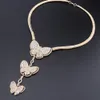 African Beads Bijoux Ensembles accessoires de mariage Crystal Bridal Butterfly Collier Boucles d'oreilles Ring Set for Women7868531