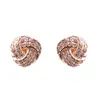 Delicati orecchini a bottone con nodo concentrico per Pandora Orecchini a bottone da donna di design di lusso in argento sterling 925 placcato oro rosa di alta qualità