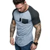 Hirigin Jogger Casual T Shirt Mens Tee krótkie rękaw Slim Fit Gym Elastyczne letnie mięśnie