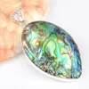 Luckyshine Handmade Owalne Naturalne Abalone Shell Gemstone 925 Silver Wisiorek Naszyjnik Biżuteria Moda Akcesoria