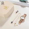 Shengke Creative Crystal Jewelry Set Ladies Quartz 시계 2019 여성 시계 귀걸이 목걸이 세트 여성의 날 선물