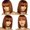 Ombre Colored Straight Short Wig Peruvian Short Bob Wigs with Bangs Indian Human Hair None Lace Wigs Brazilian Human Hair Wigs56747534027