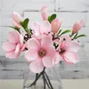 Falso magnolia stelo corto 14" fiore di magnolia di seta colori bianco/rosa per centrotavola decorativi per la casa